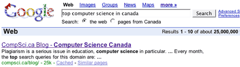 screenshot of search