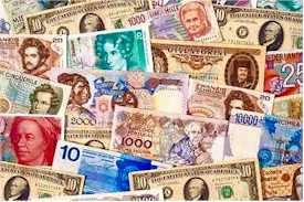 colourful bills of money